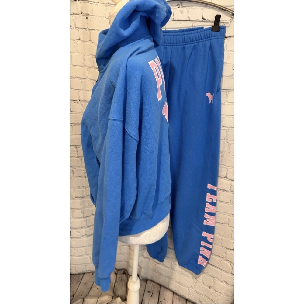 Victoria Secret PINK Blue Full Zip Hoodie XS & NWT Sweatpants Small - Picture 6 of 16